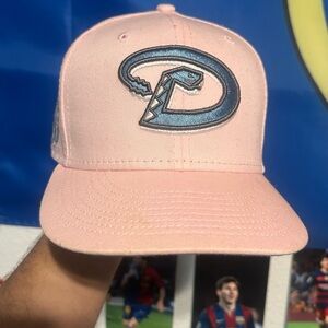 New Era Pink and Blue Hat with Modern Logo